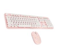Ensemble Clavier et Souris sans Fil, 104 Touches, Clavier de Machine à écrire Rétro sans Fil 2,4 G avec Touches Rondes et pavé Numérique, Souris de Réglage 3 DPI, pour Ordinateur