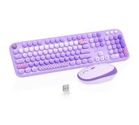 Ensemble clavier et souris sans fil, 104 touches, joli clavier coloré et souris avec machine à écrire rétro pour PC/Mac/ordinateur portable/tablette/ordinateur/Windows Microsoft clavier souris sans