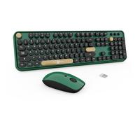 Ensemble clavier et souris sans fil, 104 touches rondes, joli clavier coloré et souris avec machine à écrire rétro pour PC/Mac/ordinateur portable/tablette/ordinateur/Windows Vert