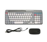 Ensemble Clavier et Souris sans Fil 2,4 G, étanche, Double Mode, Clavier d'ordinateur sans Fil, Rechargeable, Style Rétro, Fonctionnement Silencieux pour la Maison (Black)