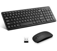 Ensemble clavier et souris sans fil 2,4 G ultra fin et élégant pour Windows, ordinateur, ordinateur de bureau, PC, ordinateur portable, ordinateur portable (noir)