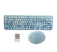 Ensemble Clavier et Souris sans Fil, 2,4 GHz 104 Touches Style Machine à écrire rétro Bureau Clavier mécanique Souris Combo avec Bouton multimédia (Bleu) Small Gift