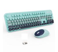 Ensemble clavier et souris sans fil 2,4 GHz avec touches arrondies, clavier pour Windows, ordinateur, ordinateur de bureau, ordinateur portable, bleu dégradé