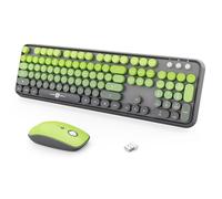 Ensemble clavier et souris sans fil, 2,4 GHz, clavier coloré mignon et souris pour ordinateur de bureau, ordinateur portable, PC, ordinateur (105 touches, vert matcha)