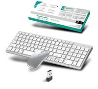 Ensemble clavier et souris sans fil 2,4 GHz et Bluetooth, rechargeable, portable, compact, silencieux, clavier d'ordinateur et souris avec pavé numérique pour Mac, Microsoft, PC, ordinateur portable