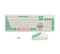 Ensemble clavier et souris sans fil 2,4 GHz pour ordinateur de bureau, ordinateur de bureau, ordinateur de bureau, ordinateur portable (96 touches vert clair)