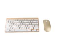Ensemble Clavier et Souris sans Fil, 78 Touches USB, Touches Fines gravées, ergonomie, Boutons muets, claviers d'ordinateur, Souris (Dorée)