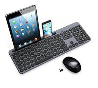 Ensemble clavier et souris sans fil avec support pour téléphone et tablette, souris USB sans fil et clavier d'ordinateur, disposition QWERTY UK pleine taille pour ordinateur portable HP/Lenovo et Mac