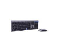 Ensemble clavier et souris sans fil BLUESTORK Pack GRAPHEME AZERTY ultra-fin aluminium brossé Argent/Noir