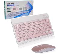 Ensemble clavier et souris sans fil Bluetooth rechargeables, mini clavier silencieux et compact pour ordinateur/iPad/PC/ordinateur portable/tablette/Surface/Mac/Microsoft/Android/Windows