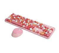 Ensemble Clavier et Souris sans Fil Candy, Clavier Compact Coloré et Souris USB Drive Clavier Rétro Mignon avec Touches Rondes élégantes(Rose)