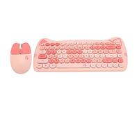 Ensemble Clavier et Souris sans Fil Chat Mignon, Ensemble Clavier et Souris Kawaii coloré sans Fil 2,4 G Compatible avec Windows, iOS, Android