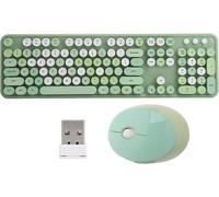 Ensemble Clavier Et Souris Sans Fil, Clavier À Touches Rondes Rétro Colorées 2.4G, Clavier-Souris Rétro 104 Touches / 1600 Dpi Pour Xp / Pour 7 / Pour 8 / Pour 10