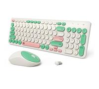 Ensemble clavier et souris sans fil, clavier coloré et silencieux pour machine à écrire pleine grandeur, rétro, 2,4 GHz, mode veille, ensemble clavier et souris sans fil pour ordinateur de bureau,