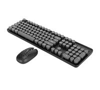 Ensemble Clavier et Souris sans Fil, Clavier de Machine à écrire 2,4 GHz avec Touches Rondes, Clavier et Souris USB Mignon sans Fil pour Ordinateur, Ordinateur de Bureau, (Black Board)