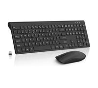 Ensemble clavier et souris sans fil, clavier d'ordinateur silencieux pleine taille avec bouton calculatrice, souris 2400 DPI, clic silencieux, ensemble USB fin sans fil pour ordinateur portable, PC