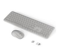 Ensemble clavier et souris sans fil - Clavier et souris esthétiques silencieux 2,4 GHz - 110 touches pleine taille - Clavier ultra fin pour ordinateur portable, ordinateur, PC, ordinateur portable