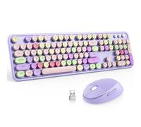 Ensemble clavier et souris sans fil, clavier et souris ronds rétro MOFII sans fil, récepteur USB sans fil 2,4 GHz, Plug and Play (violet)