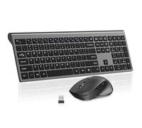 Ensemble clavier et souris sans fil, clavier fin pleine taille avec pavé numérique, bouton calculatrice, souris ergonomique 2400 DPI pour droitier, ordinateur portable, PC, Windows, Mac