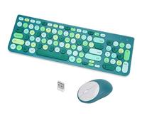 Ensemble clavier et souris sans fil, clavier rétro de machine à écrire avec touches rondes, 2,4 GHz USB, joli clavier sans fil pour ordinateur, bureau (vert)