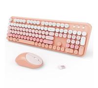 Ensemble clavier et souris sans fil colorés et mignons pour machine à écrire pleine grandeur, 2,4 GHz, mode veille sans fil, silencieux, pour ordinateur de bureau, ordinateur portable, PC