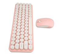Ensemble Clavier et Souris sans Fil, Connexion sans Fil 2,4 G Silencieuse, économie d'énergie, Clavier et Souris sans Fil, Mini Portable pour la Maison (Blanc et Rose)