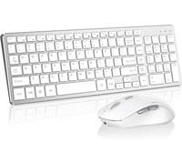 Ensemble clavier et souris sans fil ; design compact avec pavé numérique, rechargeable, silencieux, récepteur USB 2,4 GHz, clavier fin et souris ergonomiques pour ordinateur de bureau, ordinateur de