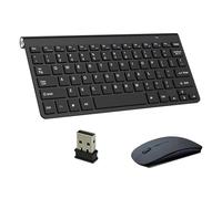 Ensemble Clavier et Souris sans Fil - Ensemble de Bureau Fin, Portable et Efficace 2,4 G pour Ordinateur de Bureau Acer, Dell, Lenovo, HP (Noir)