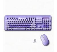 Ensemble Clavier et Souris sans Fil, Machine à écrire Ergonomique Pleine Taille, Clavier rétro à Touches Rondes, Compatible avec Windows, PC, idéal for Les Clavier(Purple)