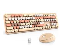 Ensemble clavier et souris sans fil MOFII pleine grandeur rétro rond sans fil, récepteur USB sans fil 2,4 GHz, Plug and Play, compatible avec PC, ordinateur portable, ordinateur de bureau