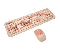 Ensemble Clavier et Souris sans Fil pour Windows, Joli Clavier sans Fil 2,4 G 110 Touches avec Touches Rondes, Souris Optique, Veille Automatique, pour PC, Mac, Ordinateur