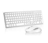 Ensemble clavier et souris sans fil rechargeable, silencieux, design compact avec pavé numérique, récepteur USB 2,4 GHz, clavier fin et souris ergonomiques pour ordinateur de bureau, ordinateur de