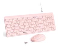 Ensemble clavier et souris sans fil rose pour ordinateur de bureau, Mac, iPad, Bluetooth, 2,4 GHz, rechargeable, fin, clic silencieux, avec pavé numérique, compatible avec PC, ordinateur portable