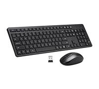 Ensemble clavier et souris sans fil silencieux 2,4 G pour ordinateur portable Windows Chrome, 106 touches pleine taille avec pavé numérique, souris optique 1600 DPI (noir)