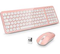 Ensemble Clavier Et Souris Sans Fil, Souris Usb Sans Fil Et Claviers D'Ordinateur Compact, Disposition Britannique Qwerty Pour Ordinateur Portable Hp/Lenovo Et Mac - Rose