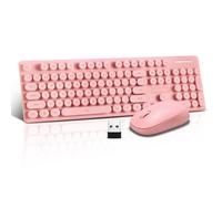 Ensemble clavier et souris sans fil, taille complète, compact, silencieux, 2,4 G, design élégant et ultra fin pour Windows, ordinateur, ordinateur de bureau, PC, ordinateur portable, touches rondes