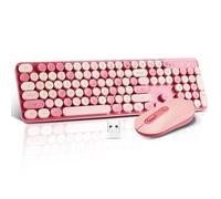Ensemble clavier et souris sans fil, taille complète, compact, silencieux, 2,4 G, design élégant pour Windows, bureau, PC, ordinateur portable, touches rondes, rose rose mélangé, couleurs punk