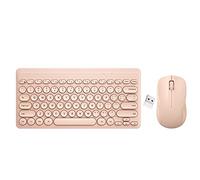 Ensemble clavier et souris sans fil tendance, USB sans fil, jolies touches rondes intelligentes, économie d'énergie, combo ultra fin pour ordinateur portable, ordinateur et bureau (rose saumon)