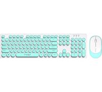Ensemble clavier et souris sans fil Thunderwolf TF770 2.4G, capuchon de touche rond rétro punk, sensation de touche d'ordinateur portable, silencieux et confortable, largement compatible, bleu marine