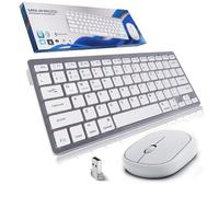 Ensemble Clavier et Souris sans Fil Tri-Mode Bluetooth5.2+3.0+2,4 G Multidispositifs,Silencieux,Mini Clavier Ultra Fin sans Fil pour iPad,Mac,PC,Ordinateur Portable,Laptop,Tablette,Américain QWERTY