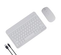 Ensemble clavier et souris sans fil ultra-fin pour iPad, Windows, iOS, PC, ordinateur portable, tablette, Mac, Android, rechargeable, ergonomique et compact, Bluetooth (blanc)