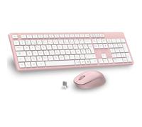 Ensemble Clavier Et Souris Sans Fil, Ultra Mince And Silencieux Clavier Azerty Français, Ordinateur Portable, Windows, Mac -Rose