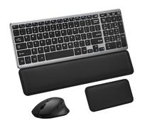 Ensemble clavier et souris silencieux sans fil avec repose-poignet magnétique ergonomique pour clavier et souris, soulage les douleurs de saisie, repose-poignet, support de main et bras, connexion