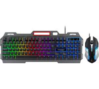 Ensemble clavier et souris Thunder Wolf, 104 clavier + souris de jeu, clavier mécanique, 2400DPI,connexion USB,effets éblouissants multicolores,plaque de fer métallique