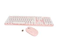 Ensemble Clavier Punk Clavier sans Fil Et Souris sans Fil avec Touches Rondes Et Pavé Numérique Clavier sans Fil avec Touches Rondes Couleur Unie Rétro 2,4 G sans Fil Et Souris Combo(Corail)
