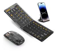Ensemble clavier sans fil pliable et pliable pour iPad, pavé numérique Bluetooth transparent et souris, compatible avec iOS, Windows, Android, smartphones, ordinateurs portables, etc.
