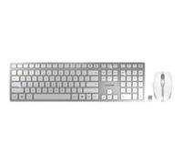 Ensemble Clavier/Souris Cherry DW 9100 SLIM Sans Fil Bluetooth Bureautique AZERTY Frappe Silencieuse Argent Blanc G