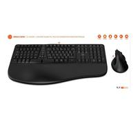 Ensemble clavier + souris - MOBILITY LAB - ERGO C30W - Full-size - USB 2,4 GHz + Bluetooth x2 - AZERTY Ergonomique
