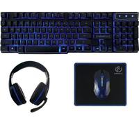 Ensemble clavier + souris + pad + casque Rebeltec SHERMAN Gaming USB noir rétro-éclairé