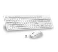 Ensemble Clavier Souris sans Fil Clavier 2.40Ghz sans Fil AZERTY(Version Française) avec Taille Complète 104 Touches - Blanc